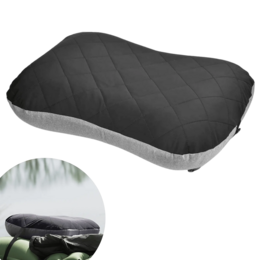  Ultralight inflatable camping pillow, black and blue, compact travel pillow for outdoor hammock sleeping.