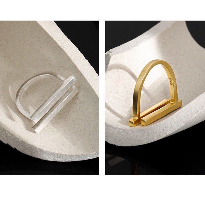 Bague double barre géométrique minimaliste audacieuse