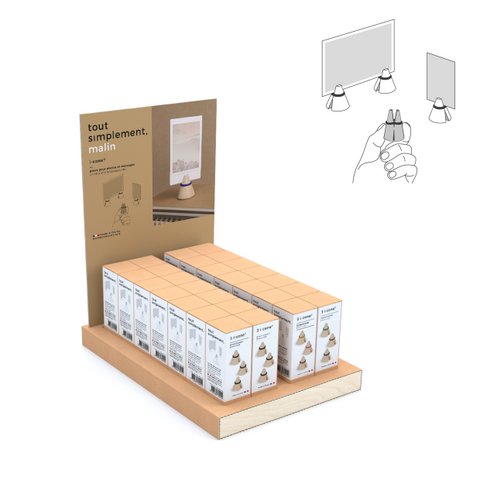 Display voller 40 Schachteln mit 3 Fotoclips aus Holz – Schwarz und Farbe + kostenloses Display
