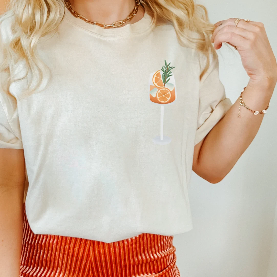 Camiseta Cocktail Spritz - ALGODÓN ORGÁNICO Camisa Sweet Aperol Regalo JGA