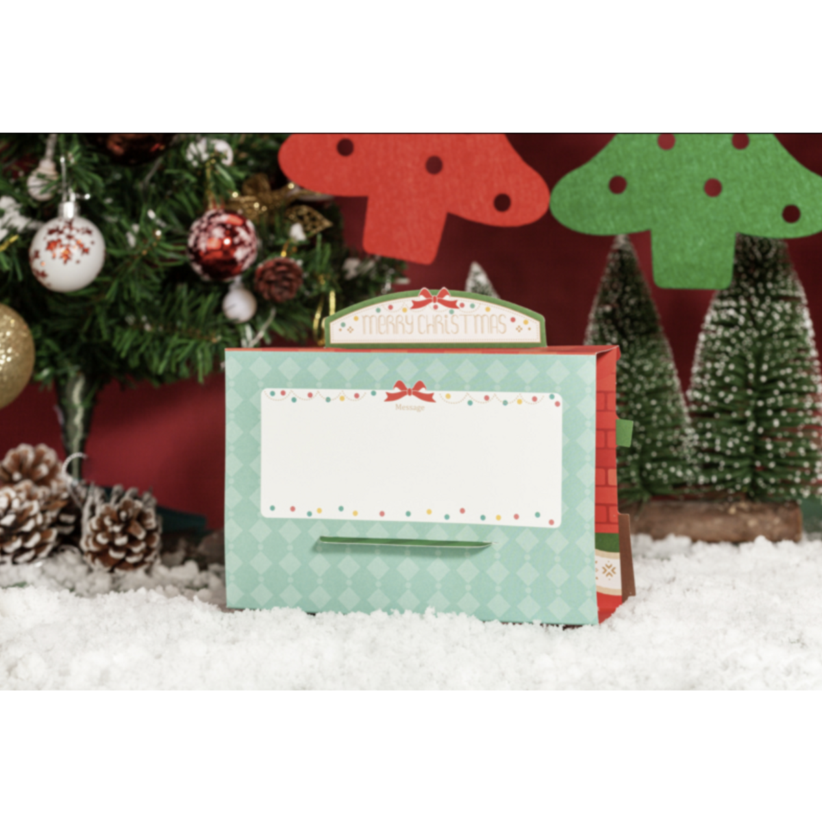 Carte de Noël Pop up 3D Invitation au marché de Noël avec boule et étoiles