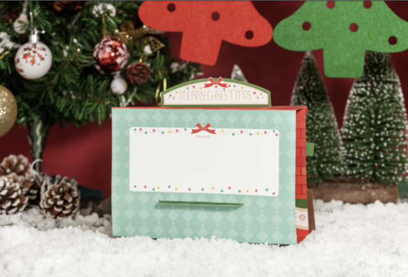 3D Pop up Christmas card Christmas market invitation with bauble and stars