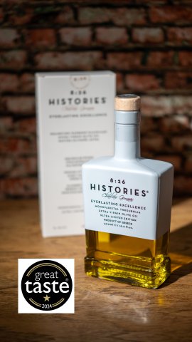 8:26 Geschiedenissen EVOO Monovarietal Throubolia Luxe editie 500 ml