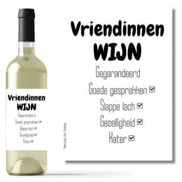 White wine bottle with label "Vriendinnen Wijn" (Friends Wine). Suitable for gifting or personal enjoyment.