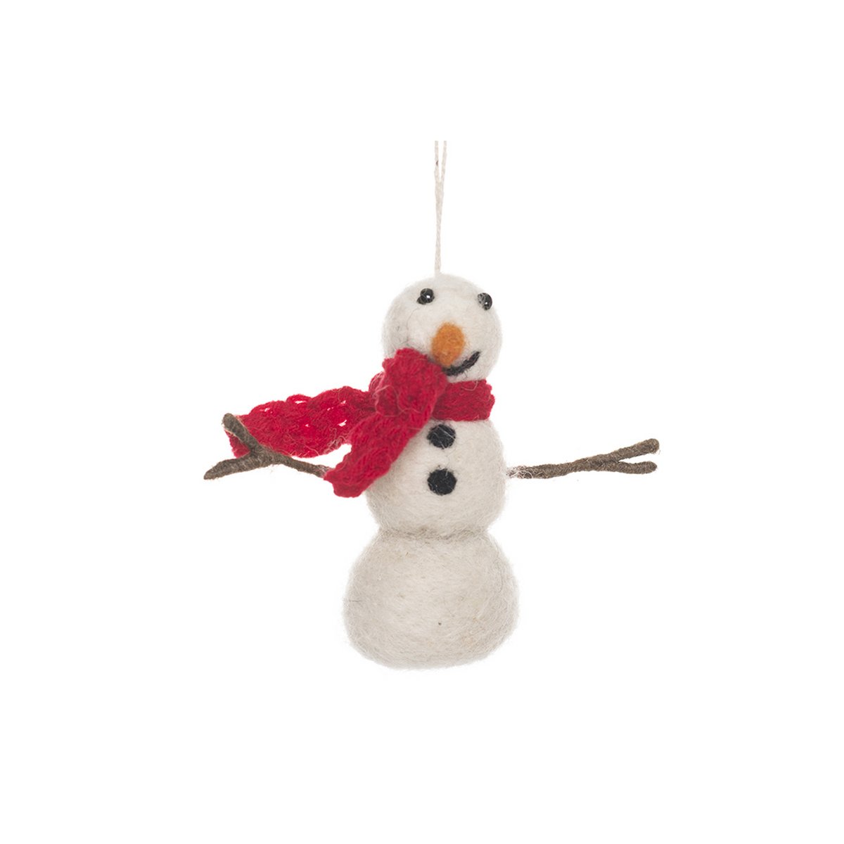 Handgemachter Filzschneemann mit gestricktem Schal Biologisch abbaubare hängende Dekoration