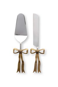Set/2 Cake Knife & Server Metal Gold