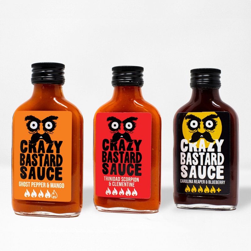 Salsa piccante Crazy Bastard - (scatola Hotties da 3x 100 ml)
