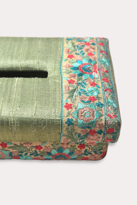 Weefseldooshoes | Dupion Zijde Handgeweven Bloemen | 24x14cm