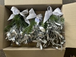 Juleboks mistelten - sølv (8 pakker med 3 bundter)