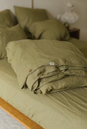 Bettbezug aus olivgrünem Leinen