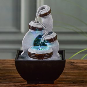 Zimmerbrunnen – Kara – Cascading Flow – farbiges LED-Licht – Dekoration Geschenkidee – kleines Modell