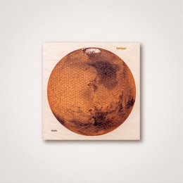 A round, puzzle-shaped object depicting the planet Mars. The puzzle appears to be made of a textured, orange-brown material, likely representing the surface of the planet.