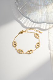 Rustfrit stål armbånd elegance gylden uendelig oval