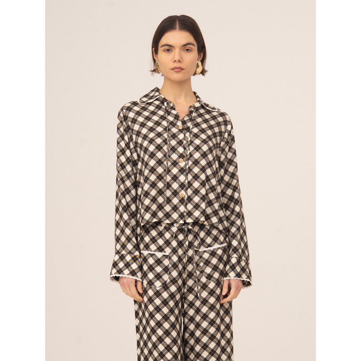 Klassiek, op Betty Argyle geïnspireerd overhemd met geometrische print