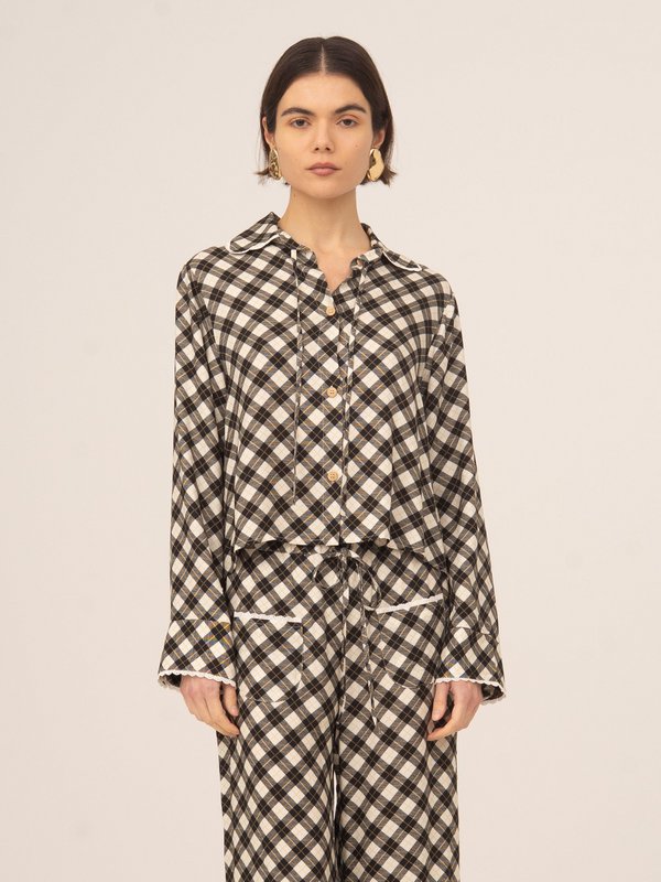 Klassiek, op Betty Argyle geïnspireerd overhemd met geometrische print