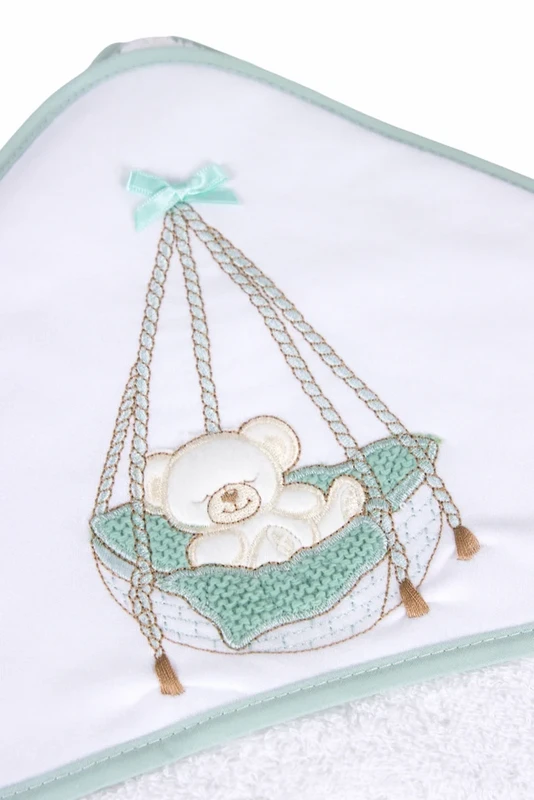 Badehåndklæde med hætte til baby, bjørn i vugge