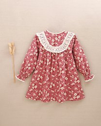 Floral girl's dress with embroidered lace detail P157-19608031