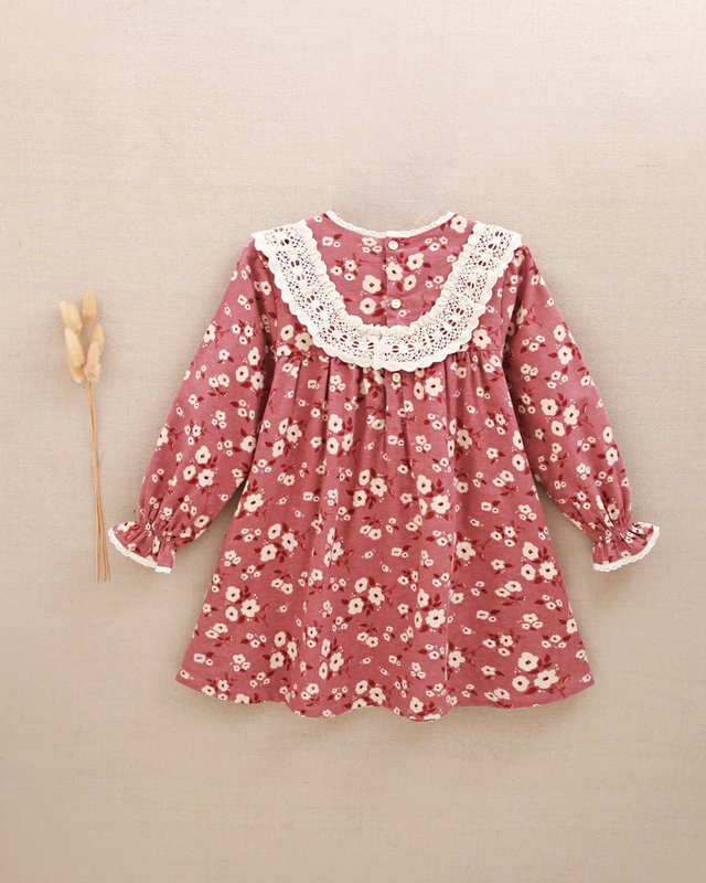 Floral girl's dress with embroidered lace detail P157-19608031