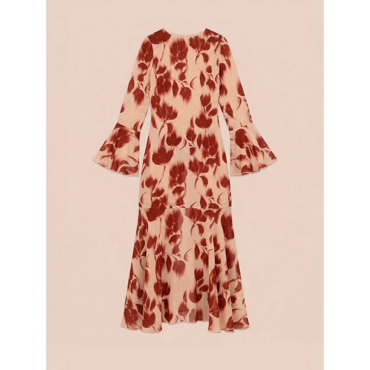 Rode Jester bloemenprint midi-jurk