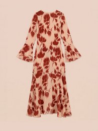 Red Jester Midi-kjole med blomstertryk