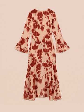 Rode Jester bloemenprint midi-jurk