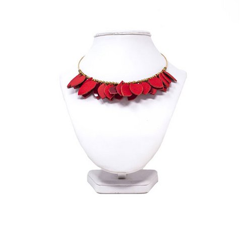 Handcrafted Leather Leaf Choker Necklace – Statement Design - WHILE STOCK LEAST