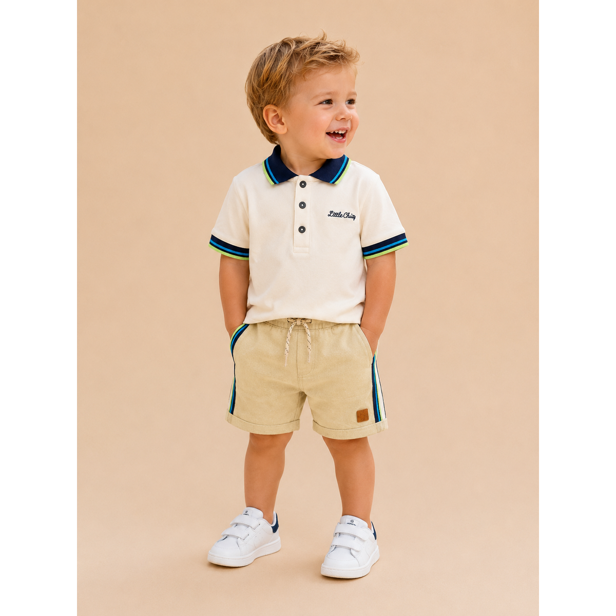 Baby Jongens Shorts "Semolina" (Side Stripe Detail)