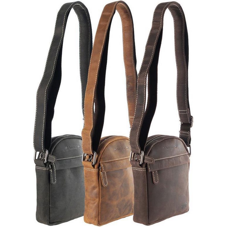 Borsa a tracolla a tracolla in pelle di bufalo colorata di cognac per uomini di arrigo - elegante copia della borsa