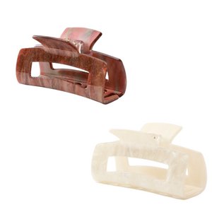 2x hair clamp brown & ecru