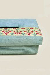 Tissue Box Cover | Dupion Silk Floral Embroidery | 24x14cm