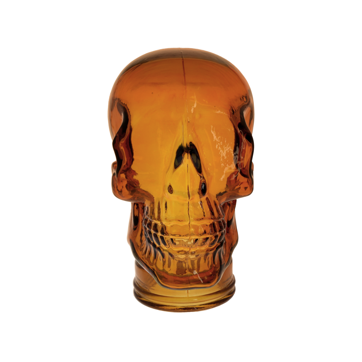 Deko-Totenkopf aus orangefarbenem Recyclingglas H27x19x15