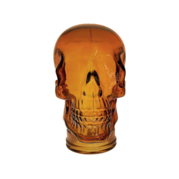 Deko-Totenkopf aus orangefarbenem Recyclingglas H27x19x15