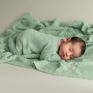 Square baby blanket soft green