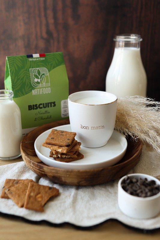 Biologische hazelnoot- en chocoladekoekjes 100g