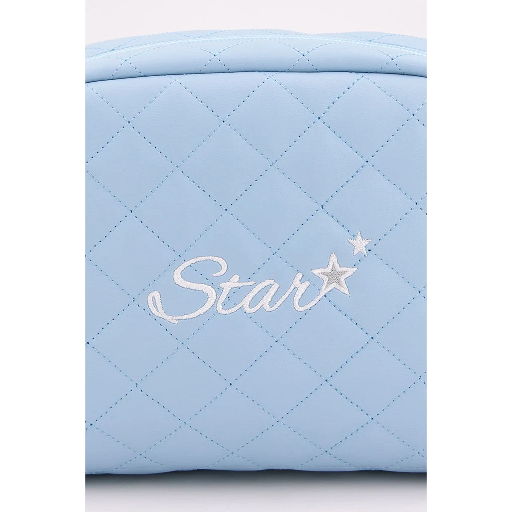 Trousse de toilette brodée matelassée pour bébé, étoile, bleu