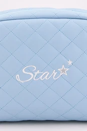 Trousse de toilette brodée matelassée pour bébé, étoile, bleu