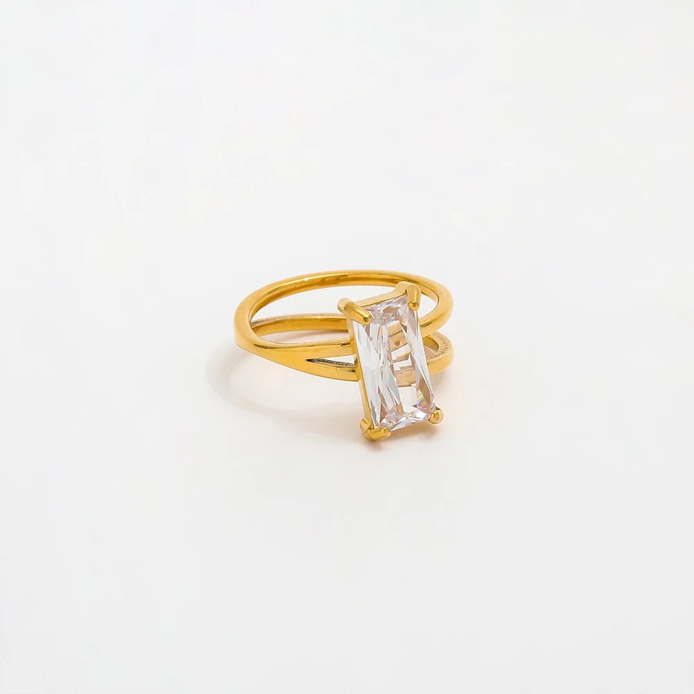 Ivanka - Anello a fascia in cristallo Baguette