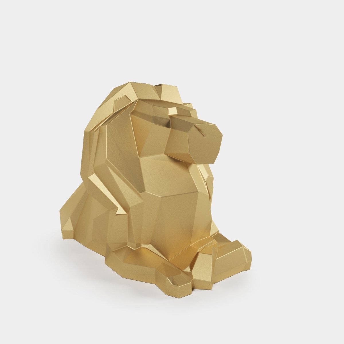 León dorado decorativo, estatuilla de origami de poliresina, Majestuoso