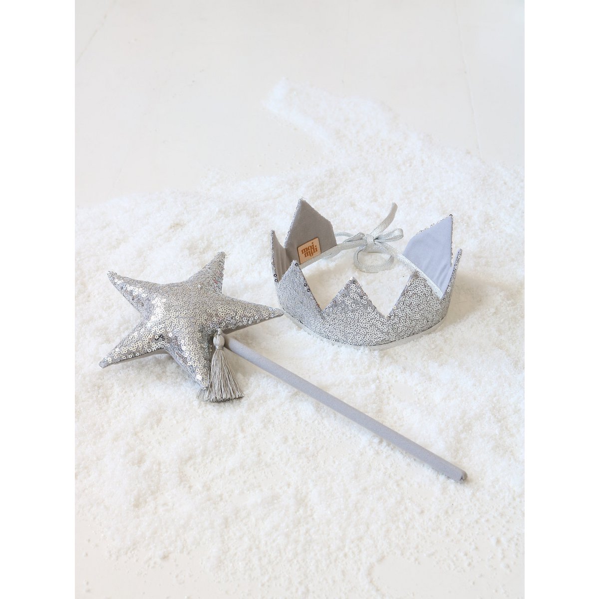“Silver Sequins” Fairy-tale Crown and Wand Magic Set
