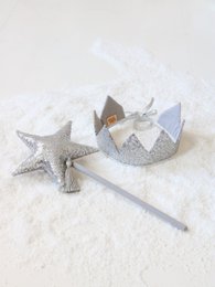 “Silver Sequins” Fairy-tale Crown and Wand Magic Set