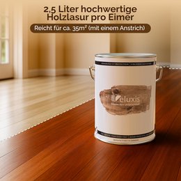 Veluxis® Hochwertige Holzlasur für Innen und Außen - 2,5 Liter, seidenglänzend, lösemittelfrei und UV-stabil, wetterfest - Made in Germany (Kiefer)