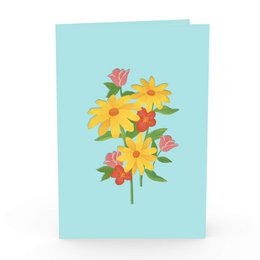 Tarjeta desplegable Margaritas de colores con mariposas