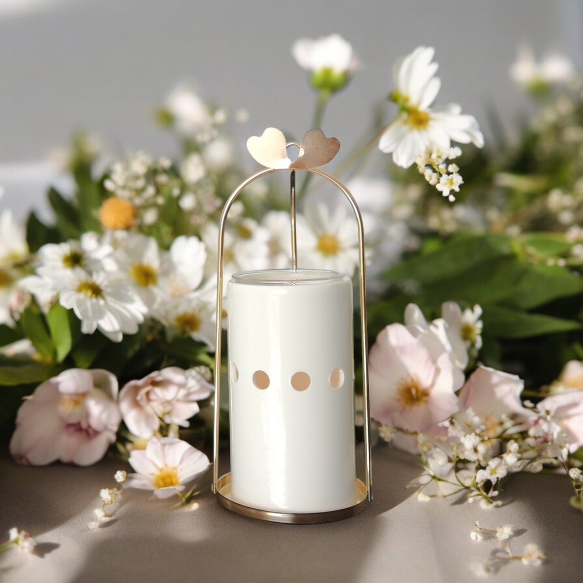 Brûle Parfum Série Inspiration – Cinco – Bougeoir, Fondant Cires Parfumées – en Céramique et Métal – Diffusion Douce – Idée Déco