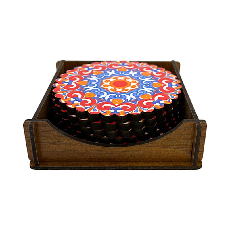 Montaña rusa de madera - 6 set - flor de loto - 9 cm