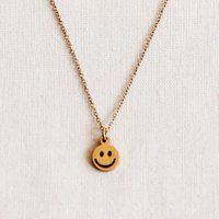 Stainless steel fine chain with smiley - gold