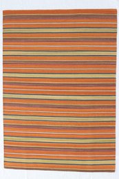 Striped orange and gold area rug with various size options available.