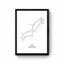 TT Assen - Carte du circuit - Blanc - Affiche de carte