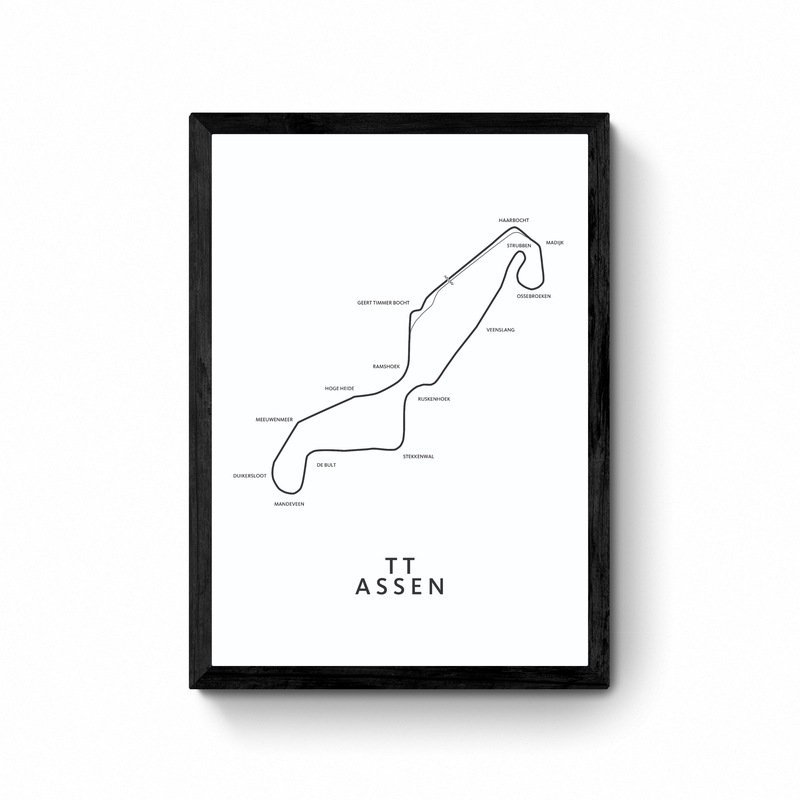 TT Assen - Circuit Map - White - Map Poster