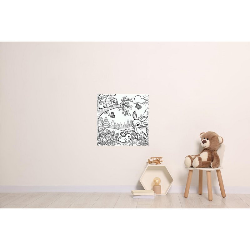Paintable self-adhesive poster - Forest animals