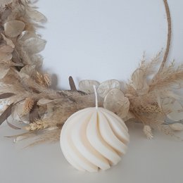 Spiral ball candle made from rapeseed wax, decorative pillar candle, handmade